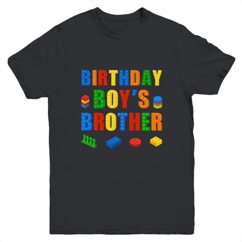 TeesPure Master Builder Brother Birthday Boy Building Bricks Blocks Shirt Kid Short Sleeve Tee