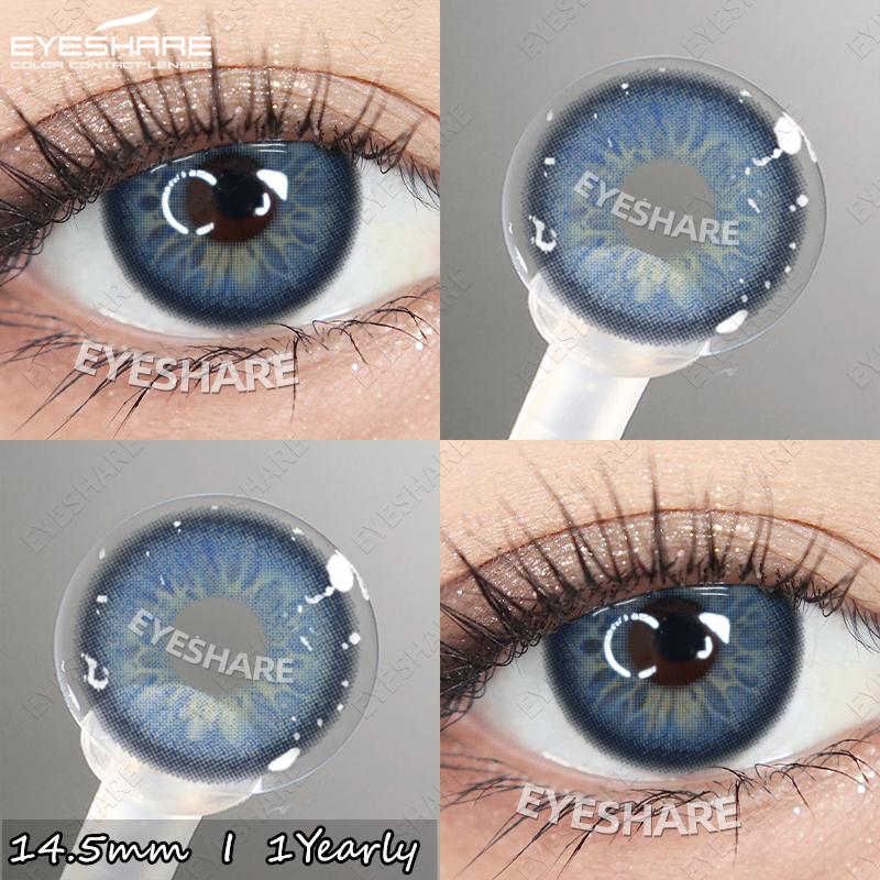 Eyeshare 2pcs Colored Contact Lenses for Eyes Blue Contact Black Eye Lens Gray Beautiful Pupils Yearly Brown Eyes Makeup Lenses
