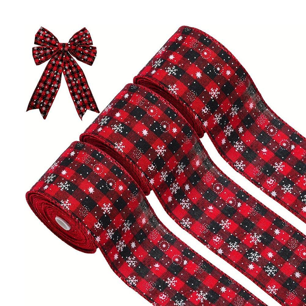 2 рулона/набор Декоративная красно-черная клетчатая лента Рождественская лента для упаковки подарков Для упаковки подарков