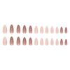 24 Pieces Nude Light Coffee Temperament White Almond Nail Autumn and Winter Leaves Glitter Powder Nail Art Piece Round Head Wearing Nail