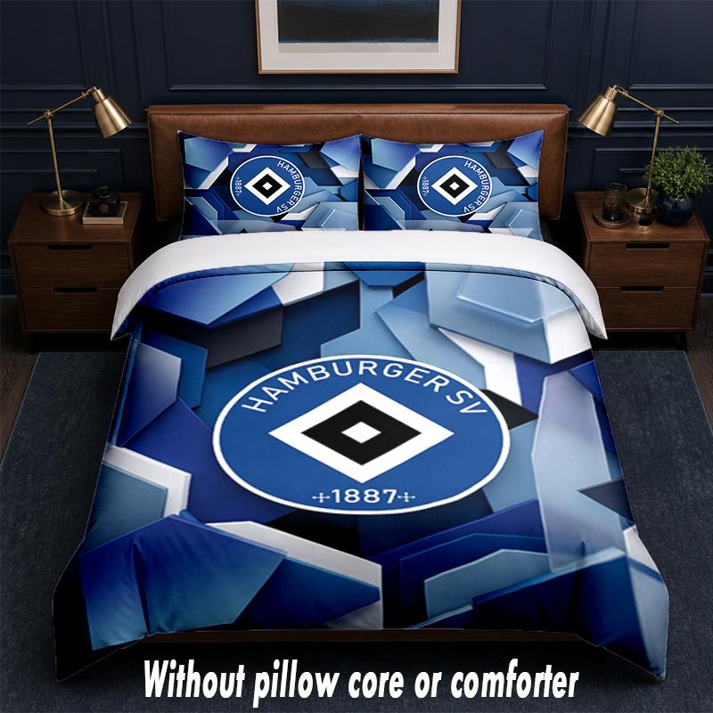 Hamburger SV Football Design Bed Bedding Set 1 Duvet Cover + 2 Pillowcases Soft Breathable Household Bed Linens