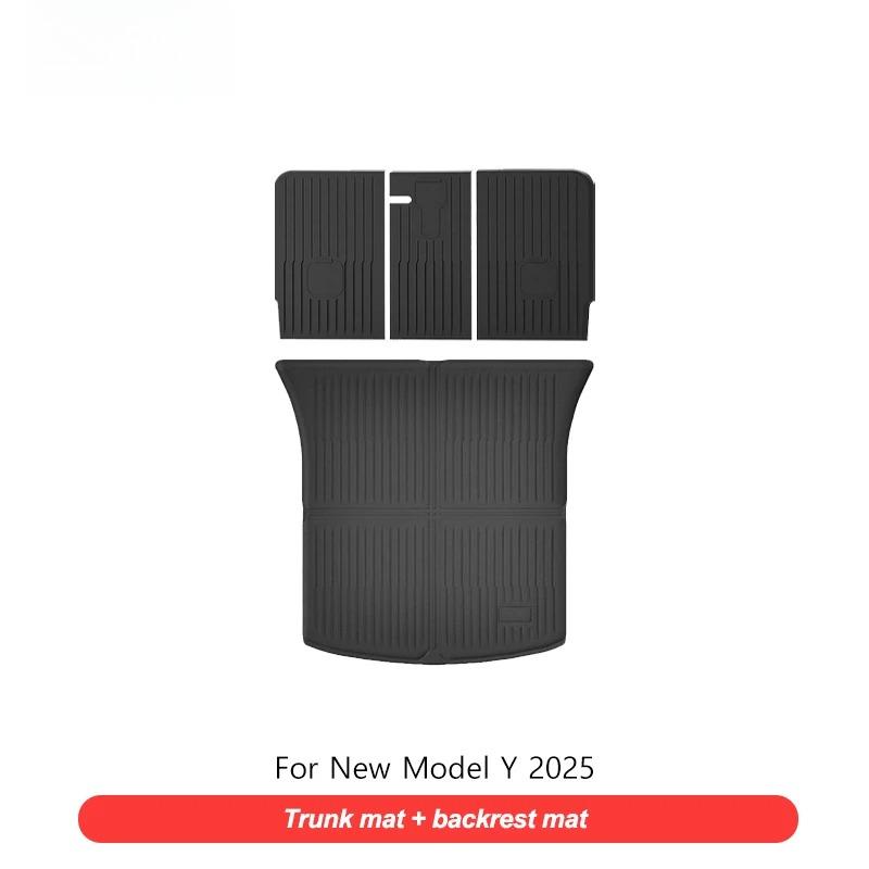Коврики для пола и накладки на спинки сидений для новой Tesla Model Y Juniper 2025 Всепогодные Водонепроницаемые TPE Коврики в багажник Коврики для ног Автозапчасть