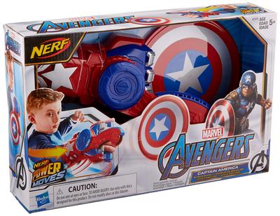 Мстители NERF Power Moves Marvel Капитан Америка Щит Слинг NERF Летающая тарелка Игрушка для ланча для детей Ролевая игра Возраст 5+