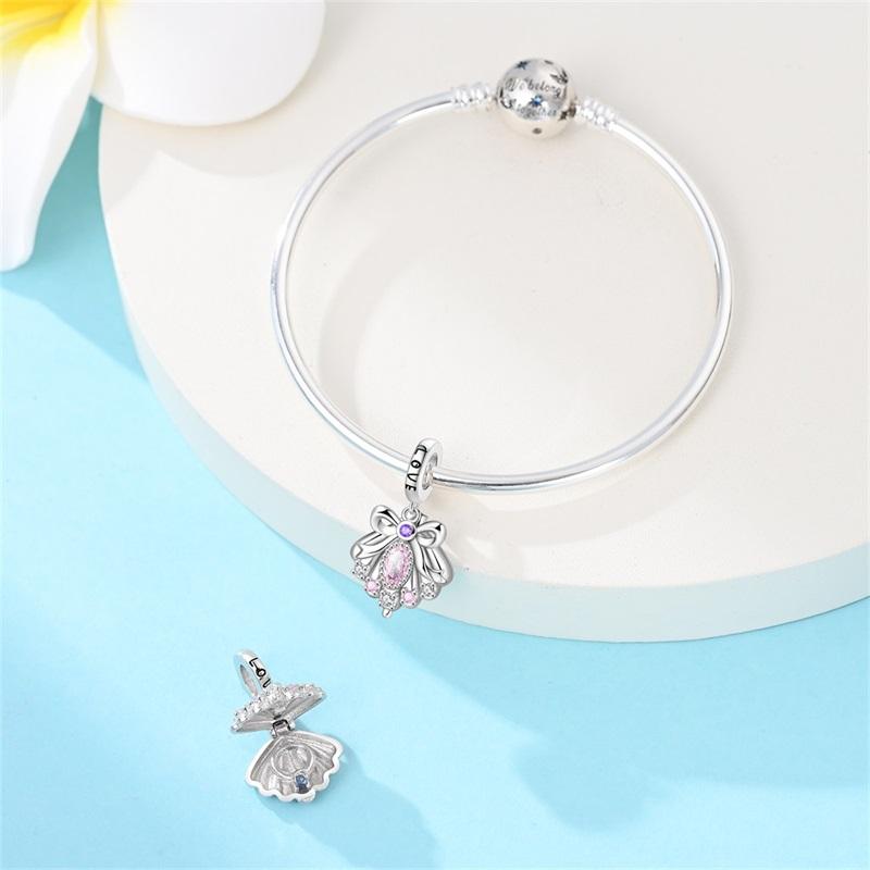 Copper Can Open Romantic Shell Pendant Beads Charms Fit For The Brand'S Diy Bracelet Jewelry For Women Girlfriend Gifts