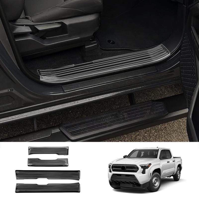 For TOYOTA TACOMA 2024 2025 steel inner outer Door Welcome Pedal Threshold Bar Cover Trim Strips Door Sill Pad Car Accessories