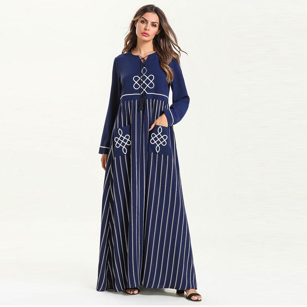 Women's Robe Abaya Islamic Muslim Middle Long Dress