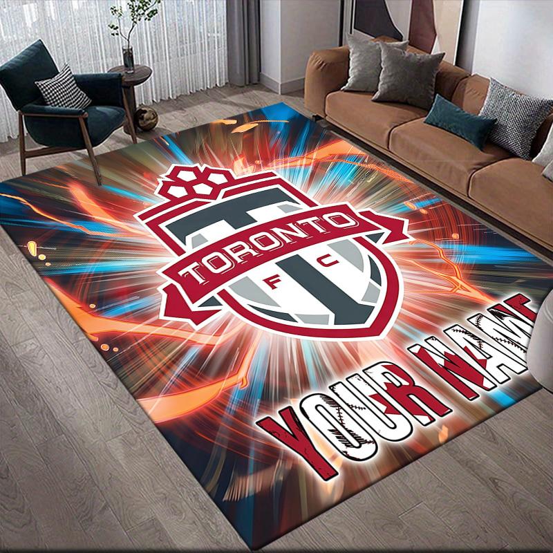 Custom Name Toronto FC Flannel Pattern Square Carpet,Area Rug,Carpet Rug for Living Room Bedroom Sofa Playroom Decor,Non-slip Floor Mat