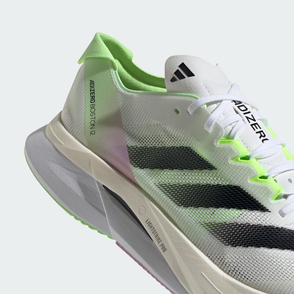 adidas Adizero Boston 12 Облачно-белый Основной черный Зеленая искра