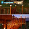 4 Pack Outdoor Solar Post Lights with Edison LED Bulbs, 2 Brightness Settings for Garden Fence, Deck, Patio, Fits 4x4 6x6 Posts