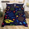 Retro Memphis Style Duvet Cover Set Galaxy Fashion Style Geometric Shapes Bedding Set Full,Hipster Old Fashioned Comforter Cover