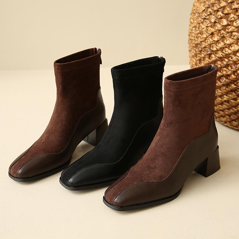 Элегантные женские ботильоны тренд новая обувь на высоком каблуке квадратный носок массивные челси 2025 зимние туфли для вечеринок сексуальные боты