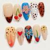 New Arrival Handwork Almond Summer Romantic 3D Flowers Butterfly Fake Nails Sticker Handmade Press on Nails