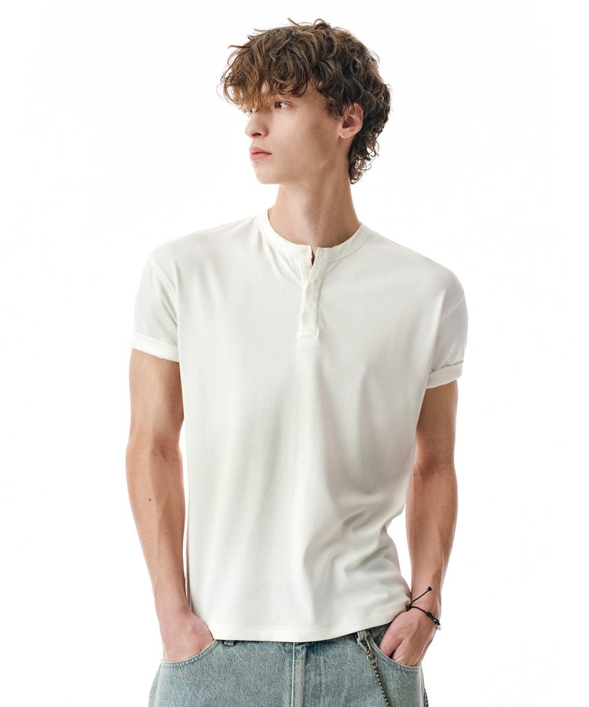 Sekeonmonollogeu [Сотрудничество Otmisae Mihol] Футболка-henley с приталенным кроем [6 цветов]_Sets066