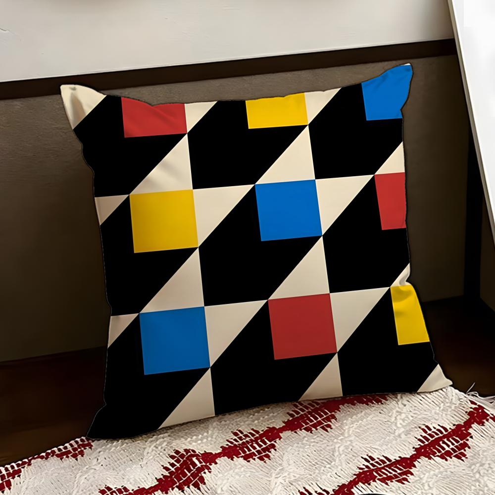 Abstract BBauhaus Geometry Cushion Cover Reversible Soft Durable Pillow Cover Home Car MultiScene Use for Daily Comfort