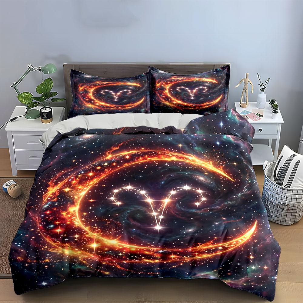 "Fiery Galaxy Aries Bedding Set" Bedding Duvet Cover Set Duvet Cover Pillowcases (1 * Duvet Cover 2 * Pillowcases, without duvet insert)