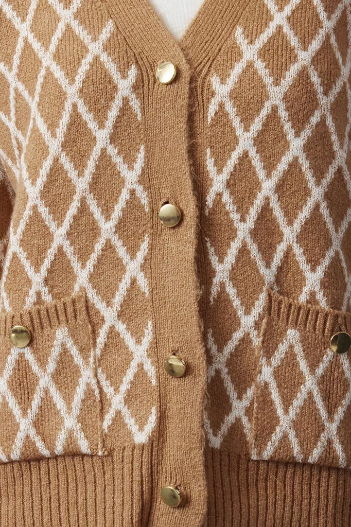 Women's Fashion Stylish Cardigan Beige Soft Textured Glittery Knitwear Cardigan