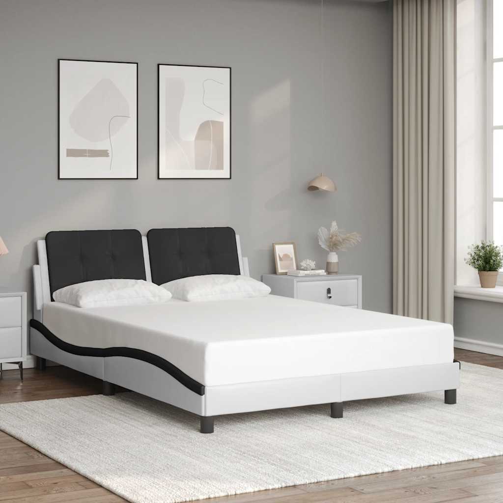 Vidaxl Rama Łóżka Z Zagłówkiem, Biało-Czarna, 120X200 Cm, Ekoskóra