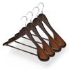 Lamily Wooden Hangers, Set of 4, 360-Degree Rotating, Keeps Pants In Place and Shapes, Wooden Suit Hangers for Men, Brown