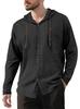 Men's 100% Cotton Hooded Drawstring Shirt, Solid Color Loose Fit Long Sleeve Casual Beach Overshirt for Men