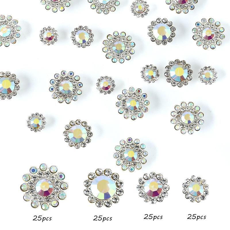 Размер двухслойный цветок смешанный 100 шт. красочный подсолнух дисковая дрель пряжка кристалл ручная швейная дрель DIY ювелирные аксессуары стразы пришиваем бусины