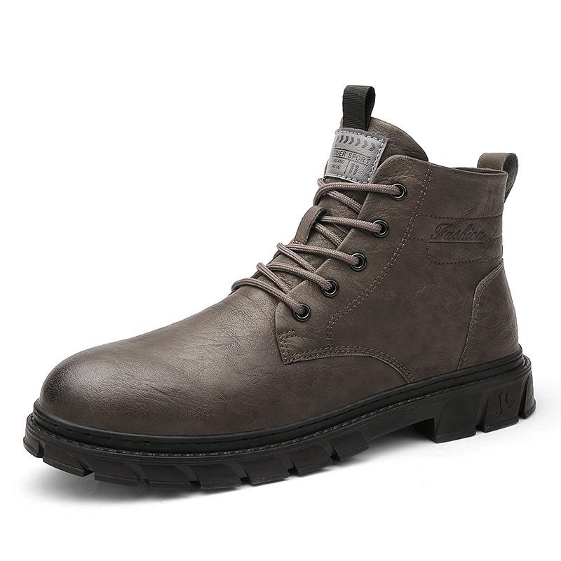 Мужские ботинки в британском стиле с высоким верхом и толстой подошвой, повседневные туфли, мужские утепленные удобные туфли из мягкой кожи, ковбойские сапоги