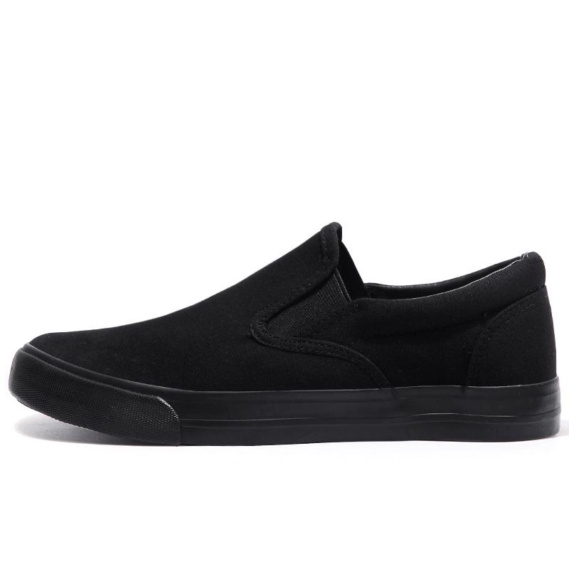 Туфли без застежек Cool Young Man Street Pure Black Shoes Дышащие плоские мужские повседневные туфли размера плюс 45