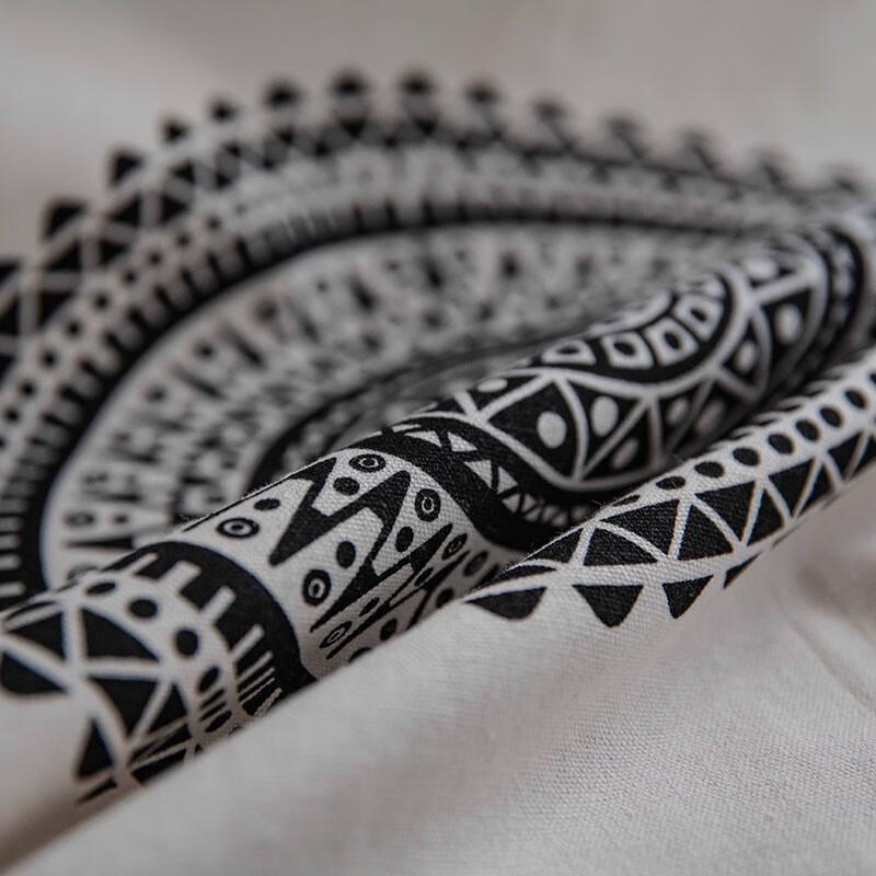 Штора Jing Ga с принтом мандалы, полузатемняющая, на штангу, цвет получерный