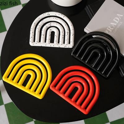 Керамический коврик для еды с выемкой, настольный, противоожоговый, коврик под кастрюлю, коврик под миску, бытовая креативная посуда, коврики под чашки