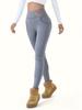 Women High Waist Stretch Leggings, Ladies Solid Slim Casual Pants, Elastic Waist Daily Wear Leggings