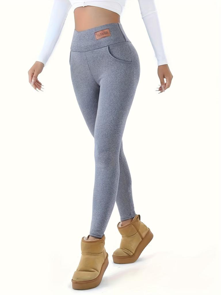 Women High Waist Stretch Leggings, Ladies Solid Slim Casual Pants, Elastic Waist Daily Wear Leggings