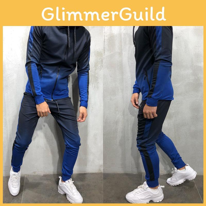 Премиальный мужской спортивный костюм-двойка: худи и джоггеры облегающего кроя с карманами на молнии