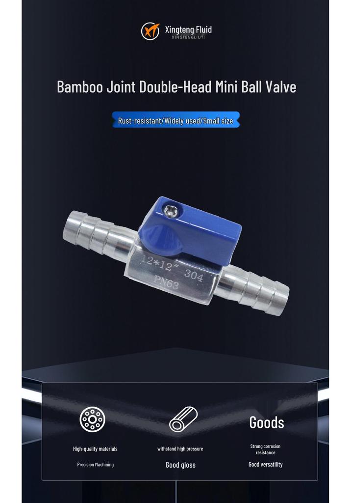304 Stainless Steel Mini Barb Valve Double-Headed Hose Connector