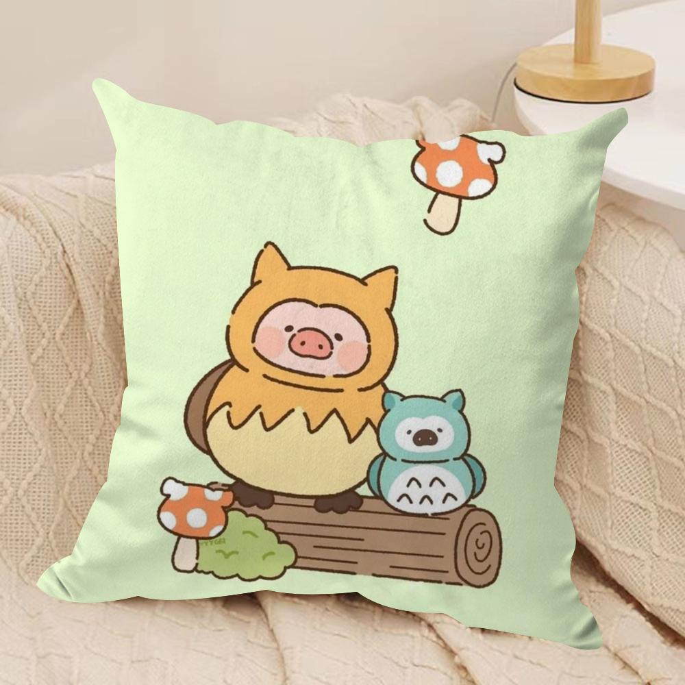 Мультяшная Розовая Наволочка L-Lulu Pig из Шелковистого Короткого Плюша, Двусторонняя Печать, для Подушки на Диван, Декор для Дома на Все Сезоны, Подарок