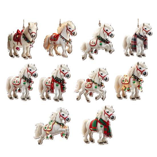 Рождественские лошадиные украшения 2D акриловые винтажные лошади рождественская елка подвесное украшение западная тема животные украшения для рождественской елки домашний декор