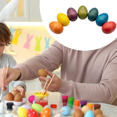 7x Деревянные Искусственные Яйца, Декорация, Декоративные для Фотореквизита, Наполнители для Корзины