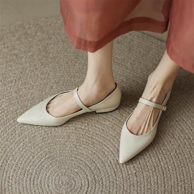 FOREADA Женские туфли Мэри Джейн из искусственной кожи, балетки с острым носком и ремешком с пряжкой, повседневная женская обувь, весна, винно-красный, большой размер 43