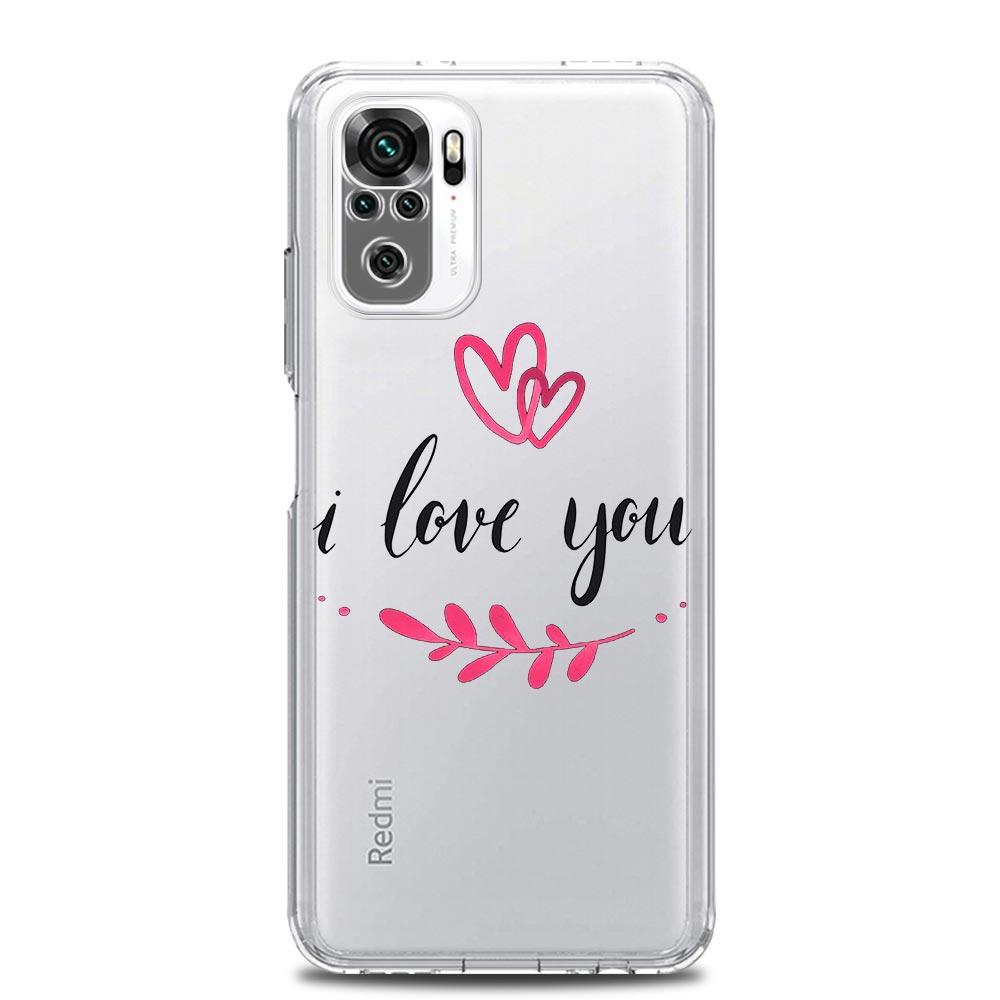 Чехол для телефона для Xiaomi Redmi Note 13 12 5G 9S 9 8 10 11 Pro Plus 4G 9T 13C 12C 10C 9C 9A 7 Pro Прозрачный чехол Я люблю тебя Розовое сердце