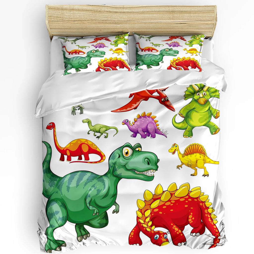 Cartoon Dinosaur Duvet Cover with Pillow Case Custom 3pcs Bedding Set Quilt Cover Double Bed Home Textile