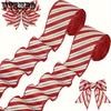 2rolls Christmas Glitter Wired Edge Ribbon Set Classic Red & Green Striped Polyester Ribbon for Holiday Decorations Ideal for Gift Wrapping DIY Crafts
