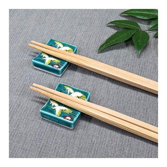 Kutani Ware Chopstick Rests - Elegant Pair Set with Crane Design, Ceramic Cutlery Rest, Made in Japan (Ishikawa Prefecture) - "Iroe Hashioki