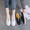 Модные летние женские парусиновые слипоны однотонные на плоской подошве удобные белые повседневные дышащие ленивые лоферы для повседневной носки