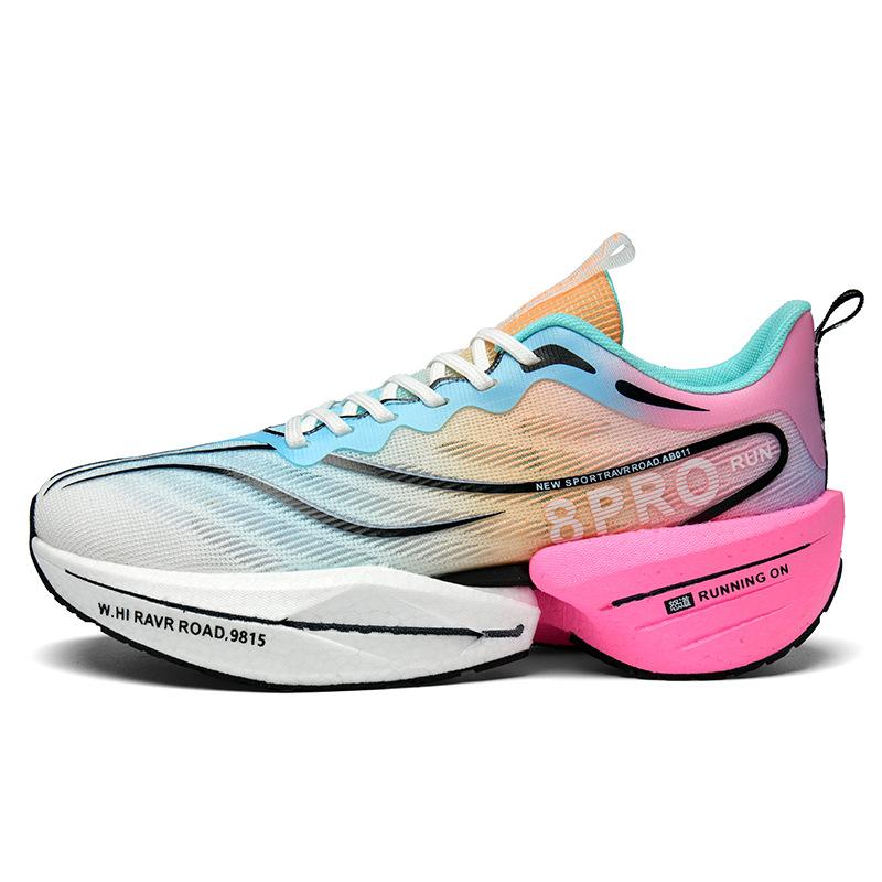 Карбоновые кроссовки для бега мужские детские красный кролик 8PRO попкорн летающая нить тканая сетка спортивная обувь резиновая и пластиковая подошва сверхлегкие утренние