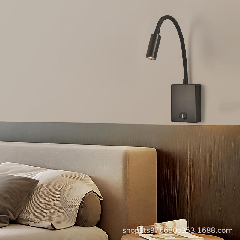Современная светодиодная прикроватная лампа, лампа Type-C для спальни, телескопическая лампа для чтения в отеле, настенный светильник с регулируемым углом наклона и USB-портом