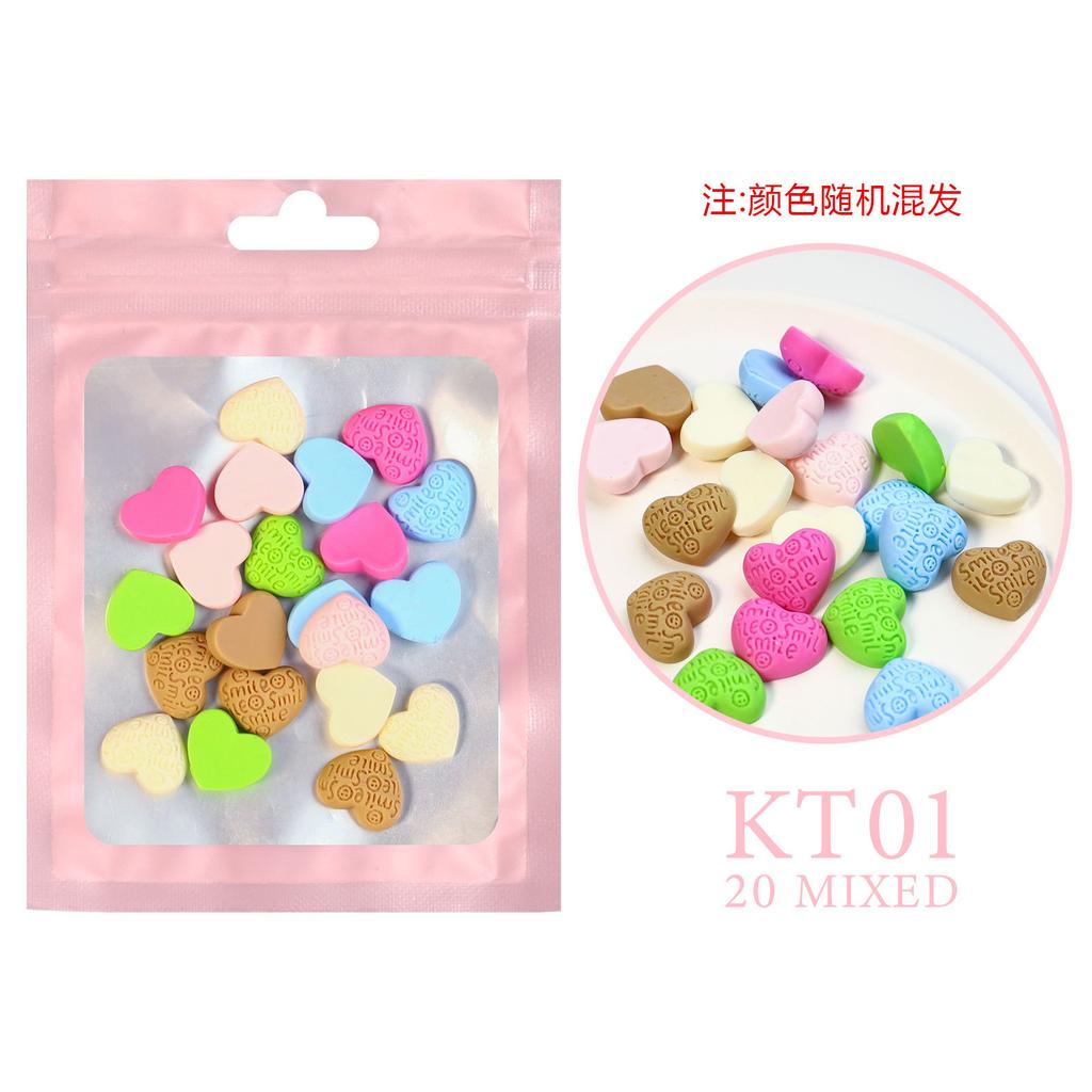 Nail Art Resin Cartoon Jewelry With The Same Mixed Mini Cartoon, Little Soft And Cute Girl Heart Cartoon 20 Pcs