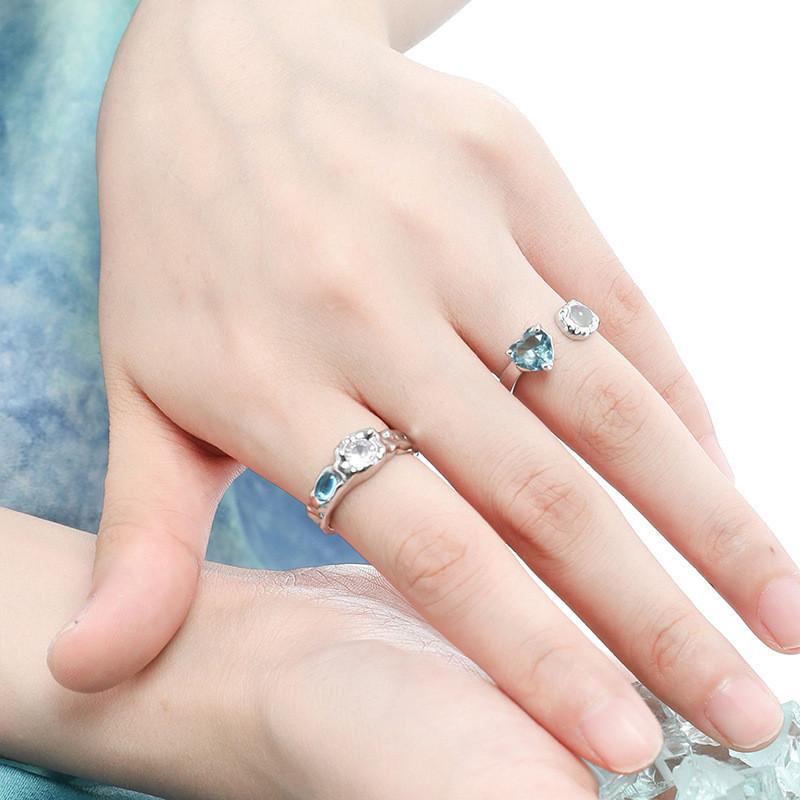 Unique Design Heart Shaped Zircon Ring For Women Adjustable Fashionable Stylish And Chic