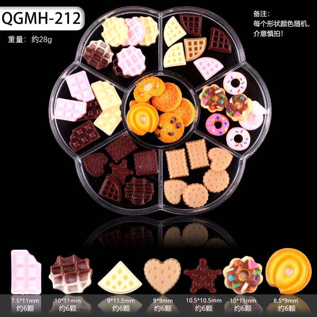 Nail Art Accessories Resin Simulation Biscuits Ice Cream Cute Cartoon Three-Dimensional Accessories Nail Mixed Bow