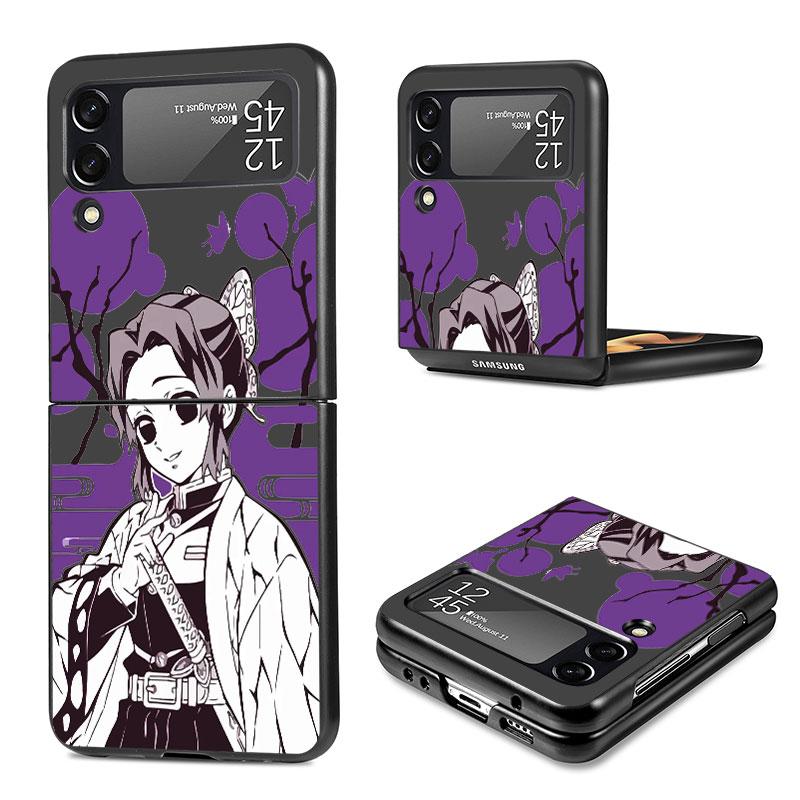 Японское аниме для Samsung Galaxy Z Flip 3 Zflip3 Z Flip 4 5g Zflip Kurama Demon Slayer, черные противоударные чехлы, чехол, чехол