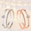 Ladies Two Layer Crystal Adjustable Open Rings Jewelry