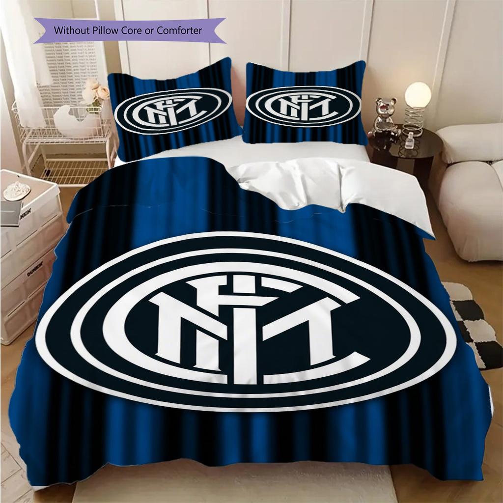 Inter Milan Emblem Background Bedding (1 * duvet cover + 2 * pillowcase, without core) Duvet cover and pillowcase Bedding set Christmas birthday gift