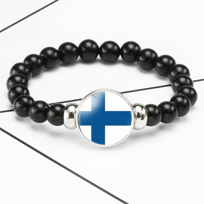 287 Countries National Flag Snap Button Elastic Band Beads Country Flag Independence Day Bead Jewelry Beaded Bracelet